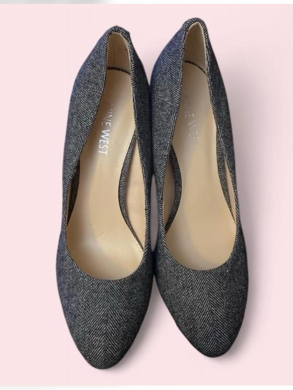 Nine West Women's Gray Herringbone Pointed-Toe Heels - Picture 2 of 9